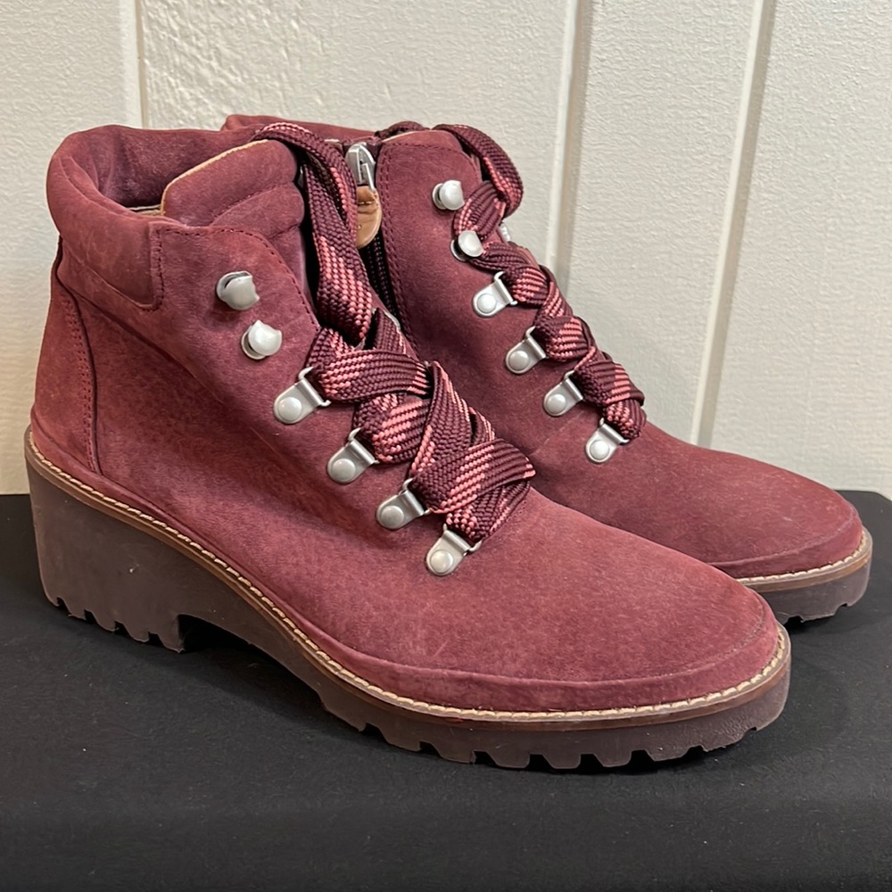 Gentle Souls Mona Suede Lace Up Booties in Plum Berry